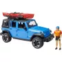 Model pojazdu zabawkowego BRUDER Jeep Wrangler Rubicon Unlimited z kajakiem i figurką BR-02529