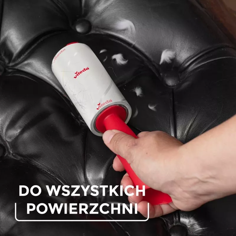Narzędzie do pielęgnacji odzieży VILEDA 173390 — samoprzylepny wałek do usuwania sierści zwierząt, szerokość 52 mm, wysokość 250 mm, ergonomiczny uchwyt