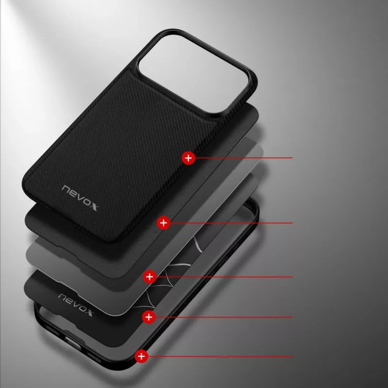 Nevox StyleShell NYLO 2528 etui dla iPhone 17 Pro, czarny