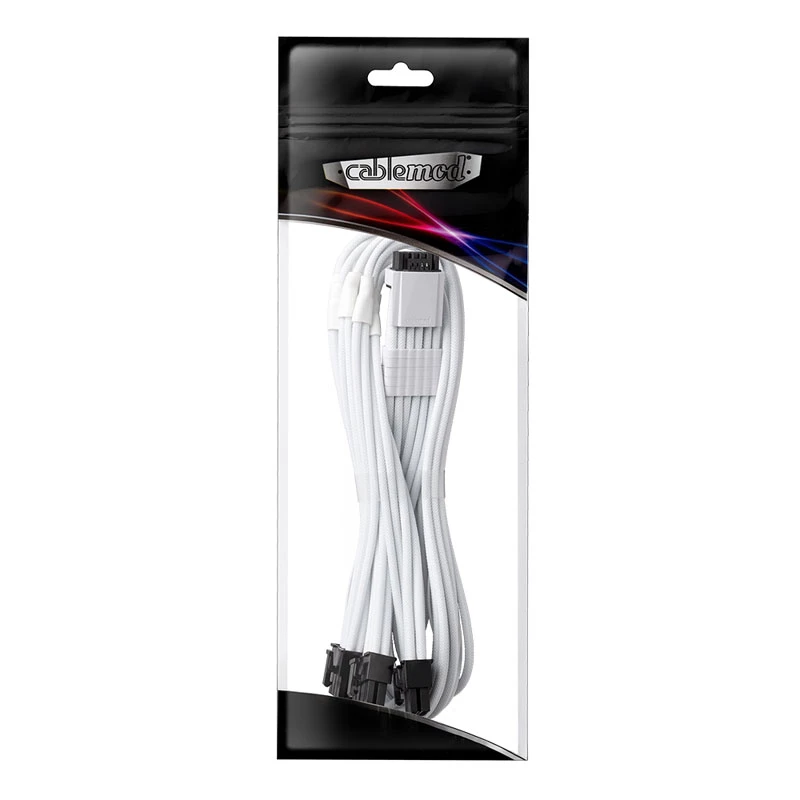 Kabel zasilający CableMod RT-Series Pro ModMesh 12VHPWR do 3× PCIe CM-PRTS-16P3-N60KW 60 cm Biały