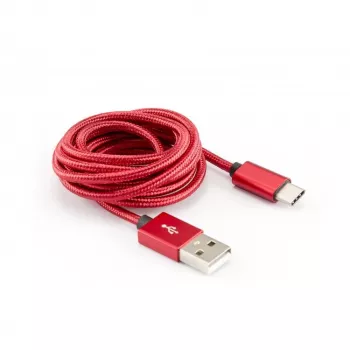 Sbox USB->Type-C M/M 1,5m CTYPE-1,5R Czerwony Truskawkowy
