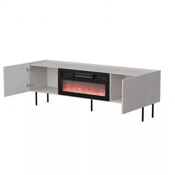 Szafka RTV cama meble LUCCA 180x40x59 cm, blat cashmere, kominek czarny