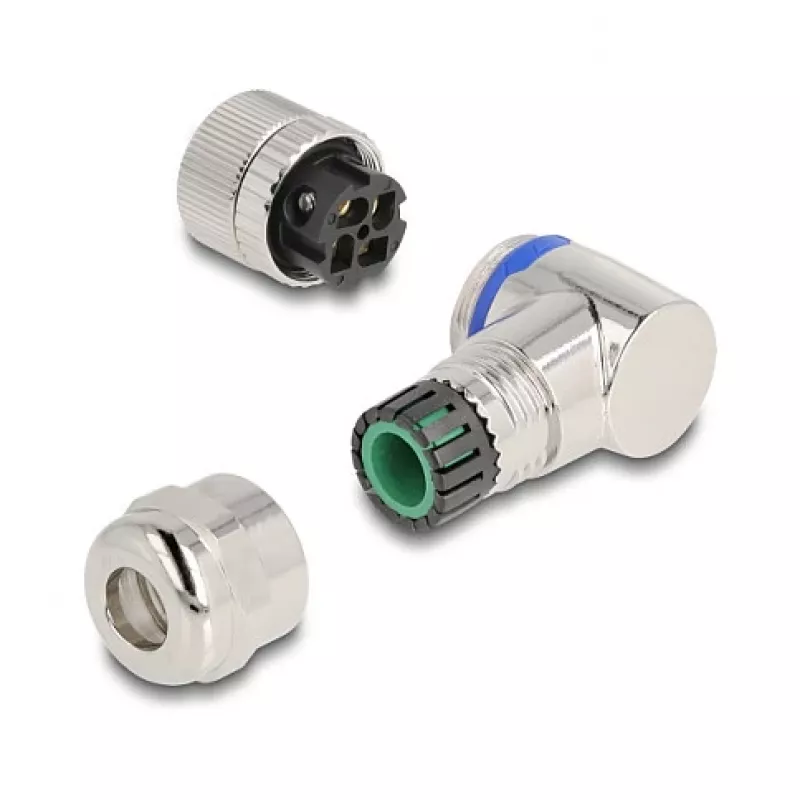 DeLOCK M12 Connector A-coded 4 pin female 90° kątowy metal