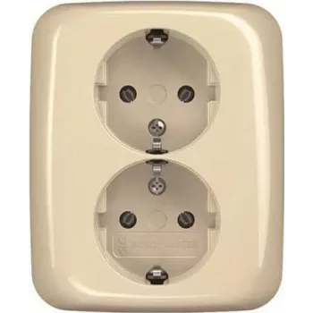 BUSCH JAEGER BJ 202 EUJ-212 SCHUKO podwójne gniazdo pełna płyta osłonowa