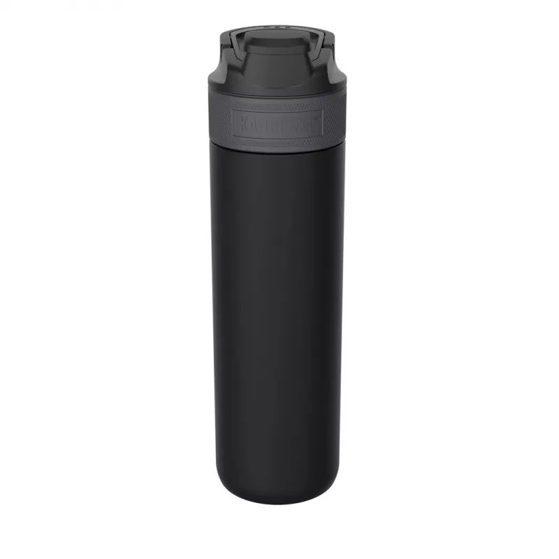 Butelka termiczna Kambukka ELTON 600 ml — czarna, dwuścienna stal nierdzewna, izolowana próżniowo, szczelna