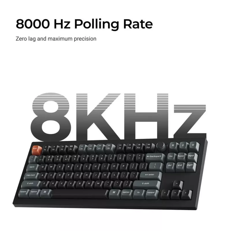 Klawiatura mechaniczna Keychron V3 Ultra 8K — przewodowa i Bluetooth, QWERTY, RGB, czarna