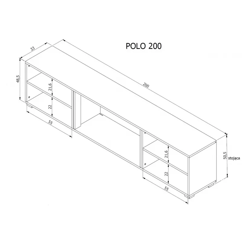 szafka RTV POLO 180x33x39 biały + kominek biały