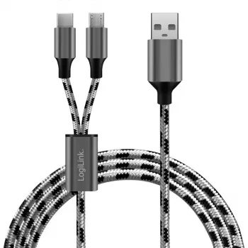 Kabel LogiLink CU0202 USB 2.0 1,2 m USB A USB C/Micro-USB A szary