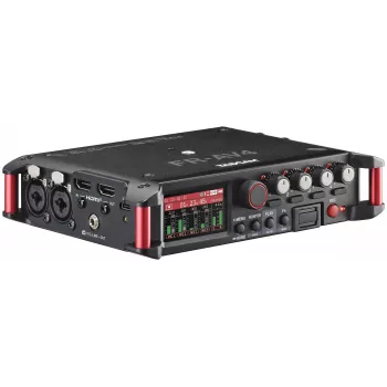 Przenośny rejestrator audio Tascam FR-AV4 — 6-kanałowy, 4 wejścia combo XLR + 2x 3,5 mm, 24/32-bit, 48/96/192 kHz, MicroSD do 512 GB, USB-C, PD