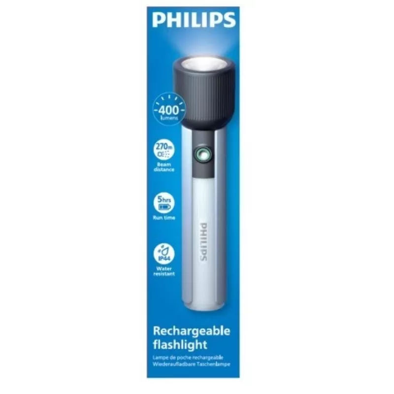 Latarka Philips akumulatorowa USB-C 400 lm 2000 mAh – przenośna diodowa lampka ręczna