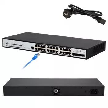 Przełącznik zarządzalny Extralink Chiron Pro 24x RJ45 1000Mb/s PoE 4x SFP+ L3 370W