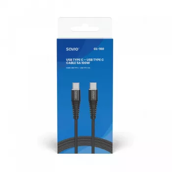 Kabel USB Savio CL-160 2 m USB 2.0 USB C - USB C Czarny