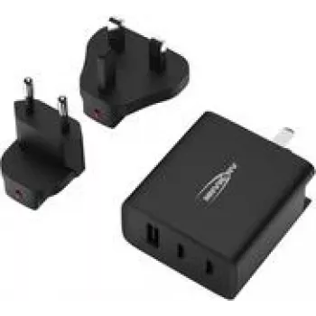 Podróżna ładowarka USB Ansmann TC315 / 3 A / 15,5 W / 3 porty USB 15,5 W gniazdo USB-A Smart IC czarna do użytku wewnętrznego (1001-0178)