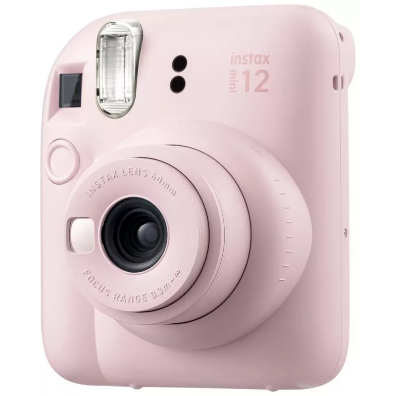 Aparat do zdjęć natychmiastowych Fujifilm Instax Mini 12 różowy — zdjęcie 86×54 mm, film 62×46 mm, ogniskowa 60 mm