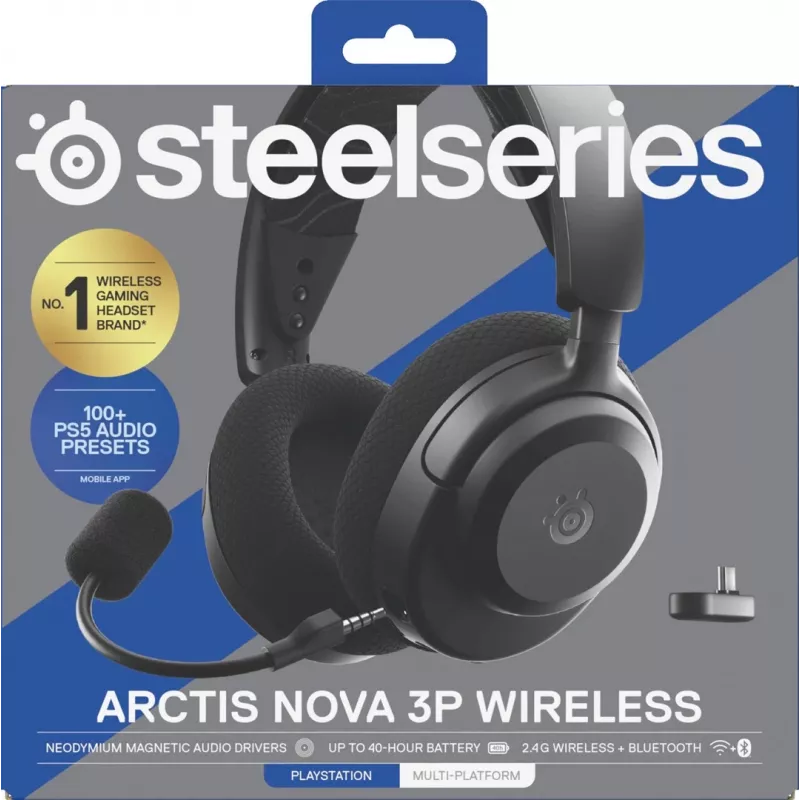 Headset STEELSERIES Arctis Nova 3P Wireless Bluetooth Circumaural Head-band, 20–22000 Hz, 260 g, Czarny