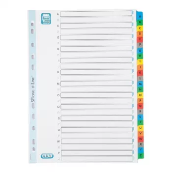 Kartoteka Elba Mylar A-Z, 26-częściowa, A4 Extra Szeroka, 230 x 297 mm, kolorowe przekładki (592581-20)