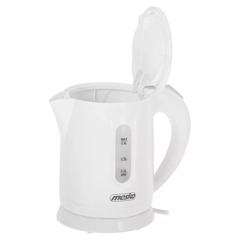 Czajnik Mesko | MS 1376 | Elektryczny | 850 W | 0,8 L | Plastik | Obrotowa podstawa 360° | Biały