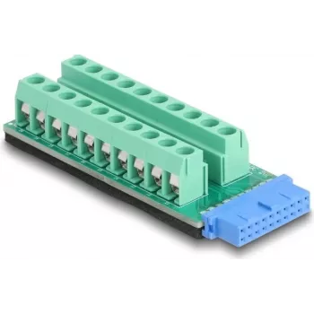 Przejściówka kablowa DELOCK 67191 — złącze USB 19-pin na listwę zaciskową 20-pin, czarno-zielona