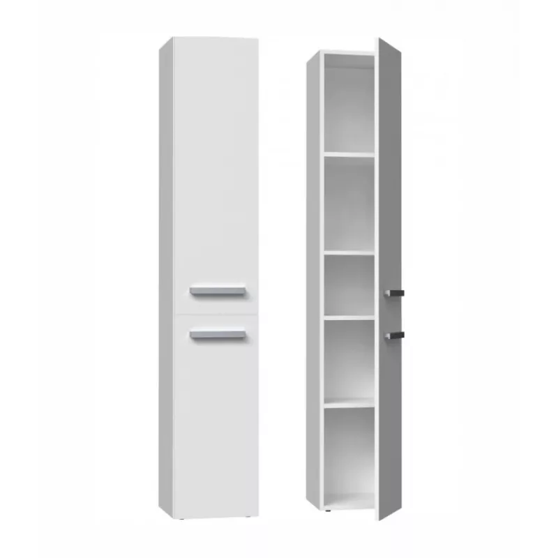 Szafka łazienkowa Top e shop NEL II BIEL — wolnostojąca, 5 półek, 310×300×1740 mm, biała