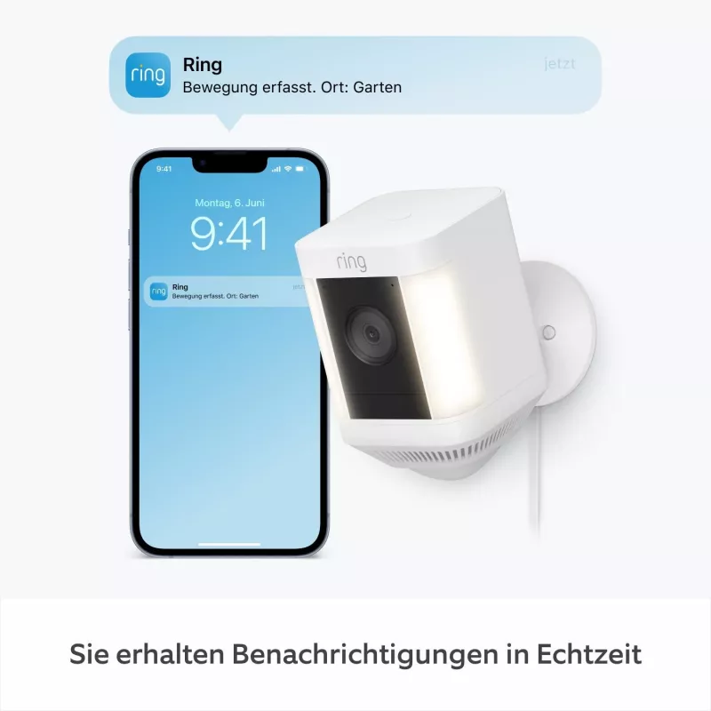 Ring Spotlight Cam Plus – przewodowa sieciowa kamera monitorująca zewnętrzna