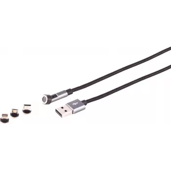 Magnetyczny kabel USB-A 3 w 1 ShiverPeaks 14-19011 — obrotowa głowica 540°, 7-pinowy, 2,0 m