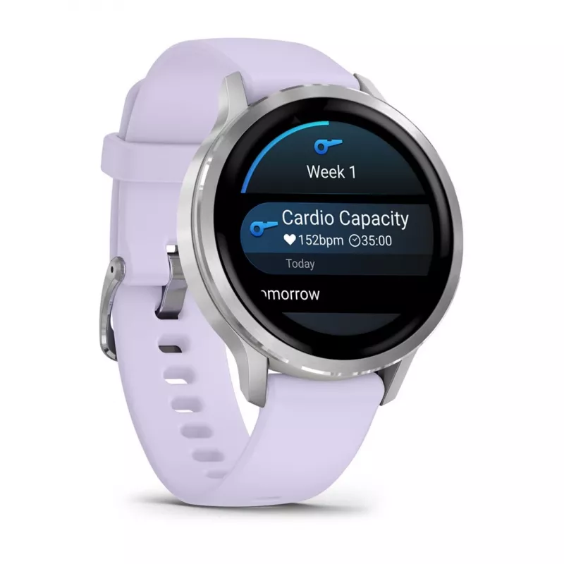 Garmin Venu 4 3,05 cm (1,2) AMOLED 41 mm Cyfrowy 390 x 390 pikseli Dotykowy Srebrny Wi-Fi GPS (satelitarny)