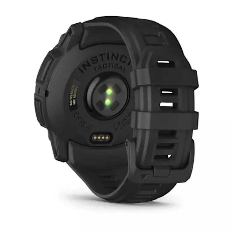 Smartwatch GARMIN Instinct — 45 mm, 3,05 cm (1,2 cala) AMOLED 390×390 ekran dotykowy, 4 GB, GPS, silikonowy pasek czarny, 53 g