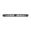 DELOCK 19 calowy keystone panel krosowy 24-portowy kątowy z odciążeniem, 1U, czarny, 482,6×125,5×44,2 mm
