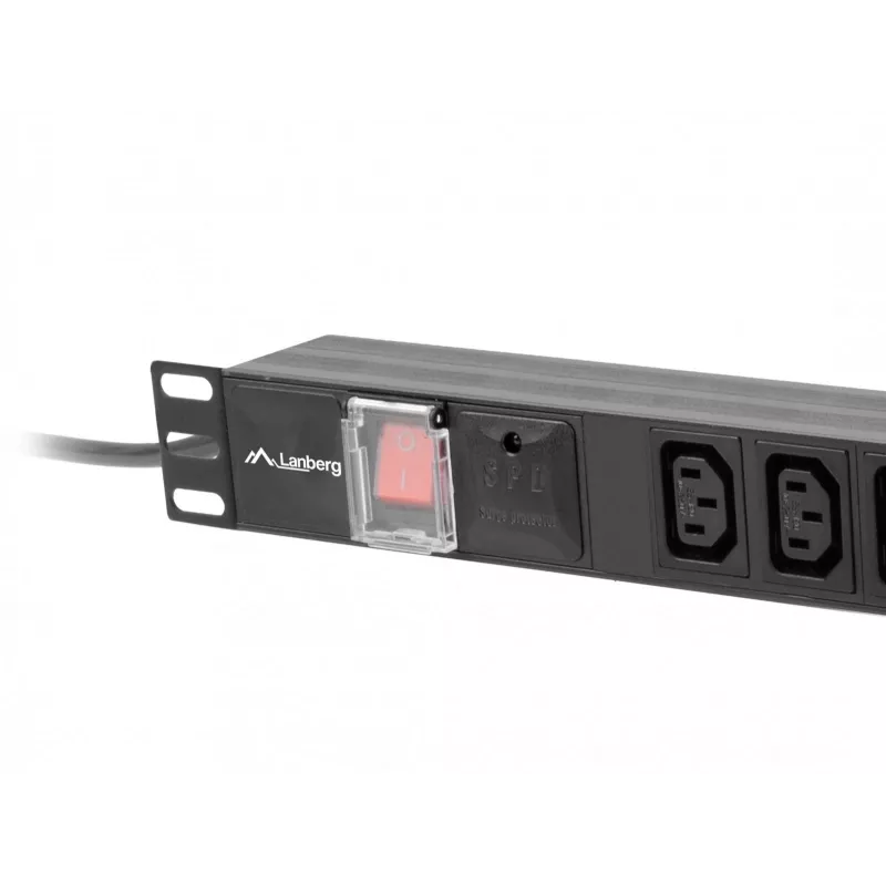 Listwa zasilająca LANBERG PDU-10I-0200-IEC-BK — 10× gniazd C13, kabel 2 m, 10 A, 2500 W, czarna