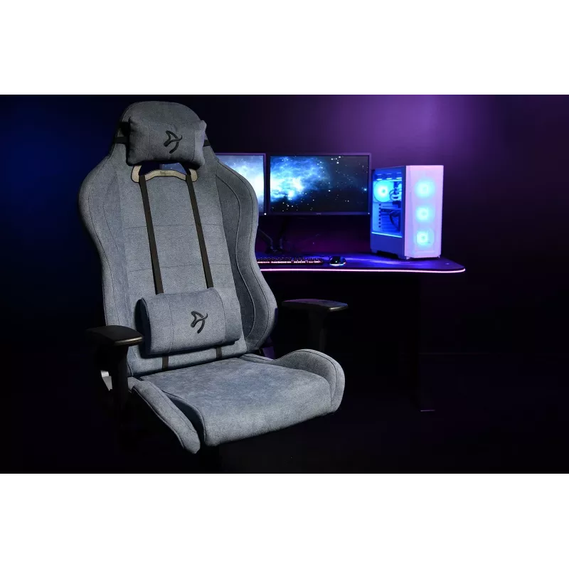 Fotel gamingowy Arozzi Torretta SoftFabric niebieski — ergonomiczny design, regulowana wysokość i podłokietniki