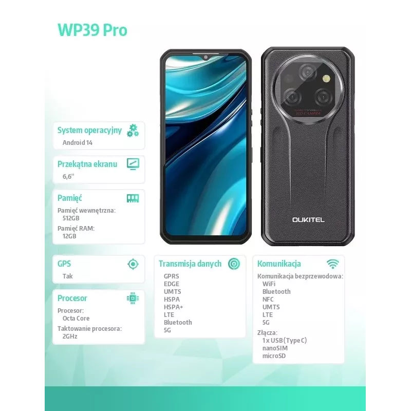 Smartphone Oukitel WP39 Pro 12/512 11000mAh Szary