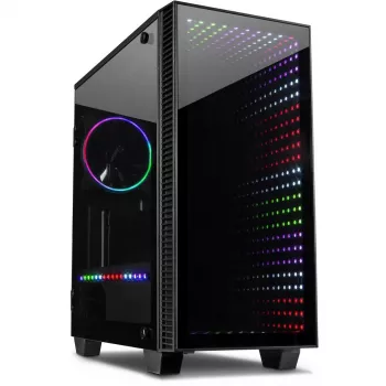Obudowa INTER-TECH X-608 INFINITY MICRO, microATX, RGB, frontowy i boczny panel z hartowanego szkła, bez zasilacza