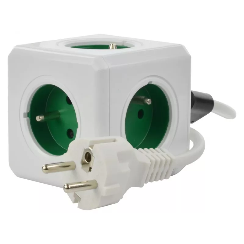 Allocacoc PowerCube Extended Type E przedłużacz 1.5 m 5 gniazd AC Wewnątrz Zielony