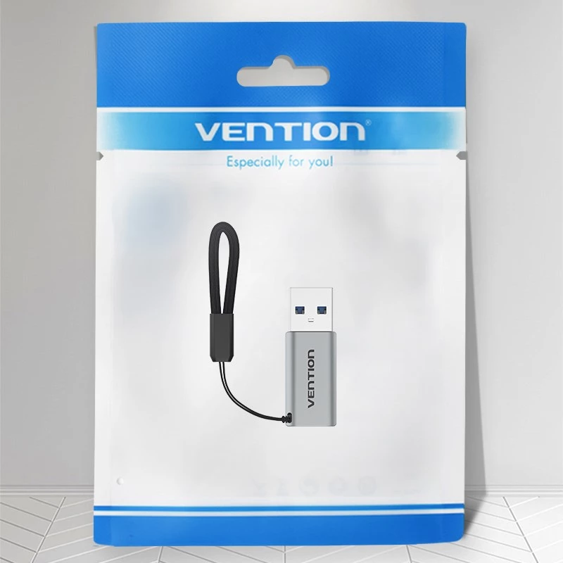 Adapter Vention USB 3.0 Męski na USB-C Żeński Szary Stop Aluminium