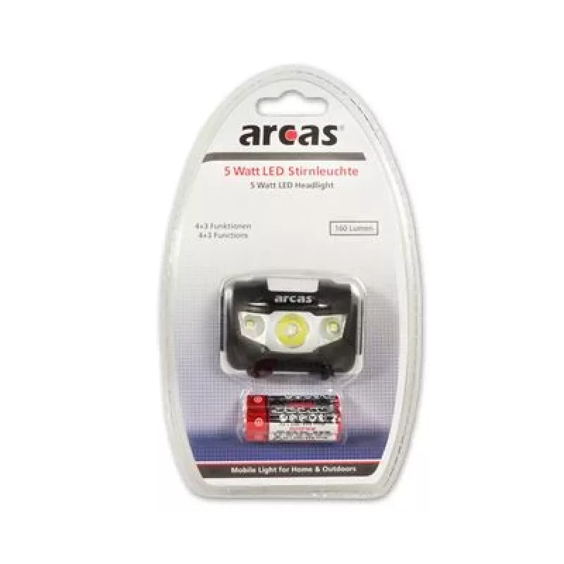 Arcas | Lampa czołowa | ARC5 | 1 dioda LED+2 diody LED Flood | 5 W | 160 lm | 4+3 tryby oświetlenia