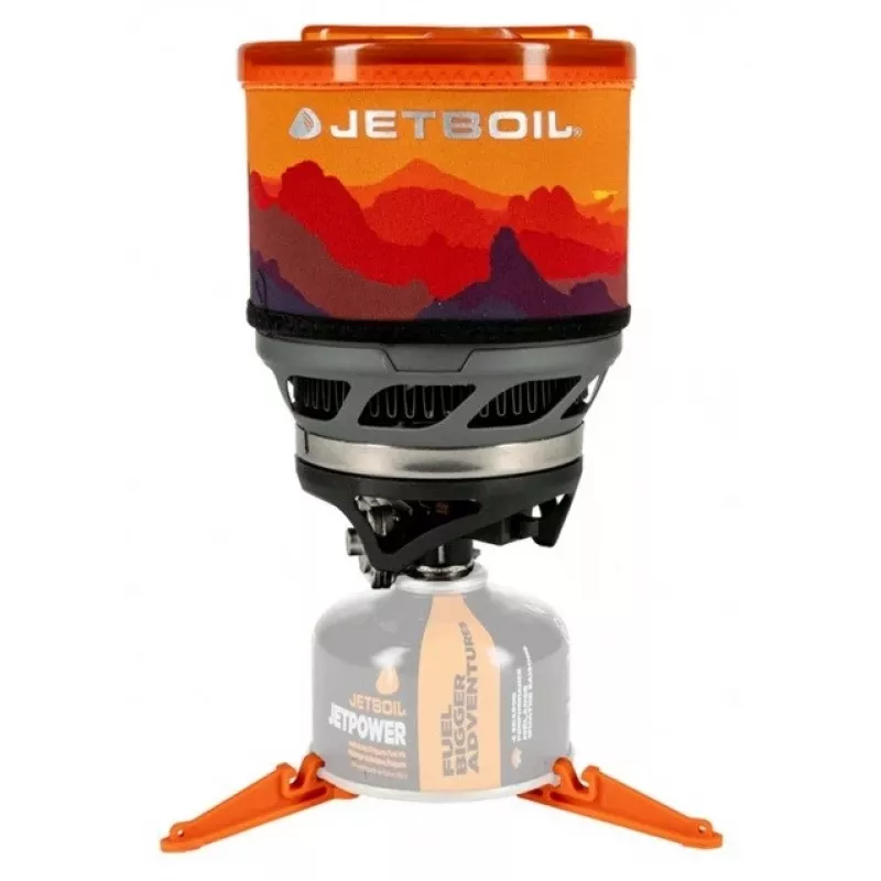 Przenośny grill turystyczny Jetboil MiniMo — kompaktowa, lekka kuchenka kempingowa ze zintegrowanym palnikiem fluxring i regulacją gotowania na wolnym ogniu