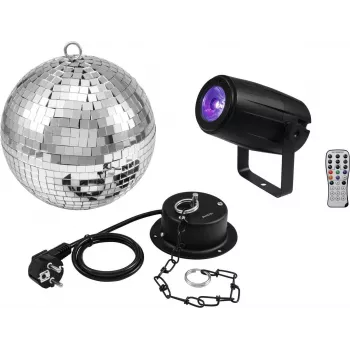 Zestaw kula lustrzana EUROLITE 20 cm z silnikiem i reflektorem LED PST-5 QCL Spot