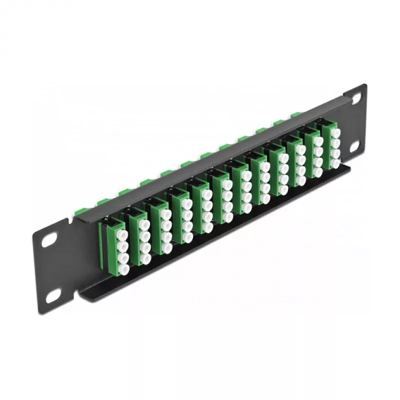 Panel krosowy światłowodowy DeLOCK 10 cali 12 portów LC Quad zielony 1U czarny