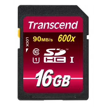 Pamięć Flash Transcend 16GB SDHC Class 10 UHS-I 600x TS16GSDHC10U1
