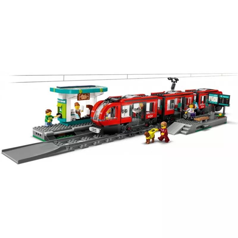 Zestaw budowlany LEGO City Tramwaj i stacja do odgrywania ról dla dzieci z zabawkowym tramwajem, prezent dla chłopców i dziewczynek od 7 lat, którzy kochają pojazdy