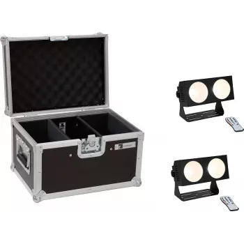 Zestaw lamp LED EUROLITE CBB-2 COB WW 2x z walizką — 2 reflektory COB w ciepłej bieli, walizka transportowa