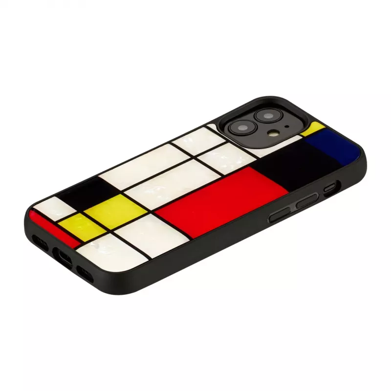 Etui ochronne iKins do Apple iPhone 12 mini — czarny wzór Mondrian