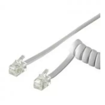 Wentronic Goobay Telefoniczny kabel spiralny do słuchawki CCA (aluminium pokryte miedzią), biały, 4 m - wtyk RJ10 (4P4C) na wtyk RJ10 (4P4C) (68601)