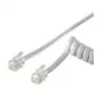 Wentronic Goobay Telefoniczny kabel spiralny do słuchawki CCA (aluminium pokryte miedzią), biały, 4 m - wtyk RJ10 (4P4C) na wtyk RJ10 (4P4C) (68601)