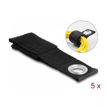 DeLOCK Heavy-duty Hook-and-loop strap L 260 x W 38 mm Czarny 5 pcs
