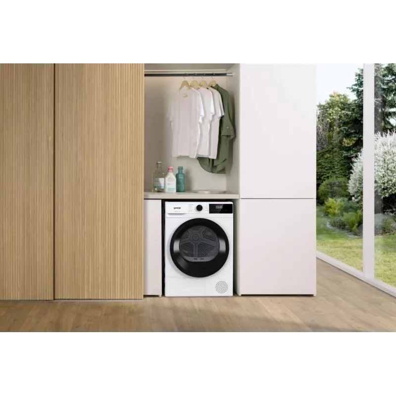 Suszarka Gorenje | D2HNE7E | Klasa efektywności energetycznej E | Ładowanie od przodu | 7 kg | Pompa ciepła | LED | Głębokość 51 cm | Biała