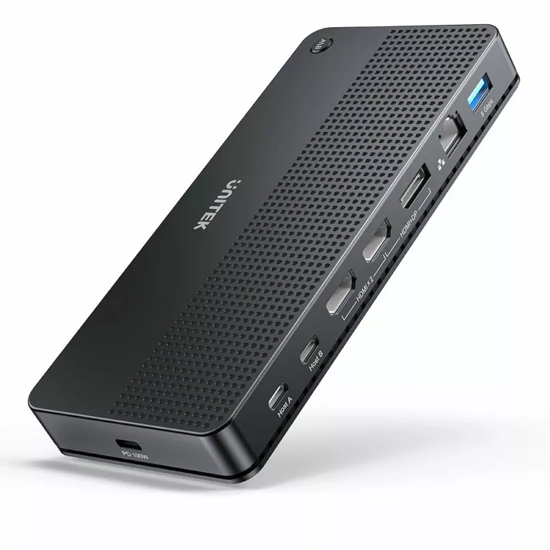 Stacja dokująca UNITEK D1103A01 USB4 przewodowa czarna 100W Power Delivery