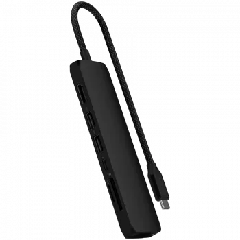 Satechi 7-w-1 USB-C Slim Multiport Adapter Ethernet (USB-C PD, 2x USB-A, HDMI 4K, Ethernet, czytnik kart micro/SD) (Czarny)