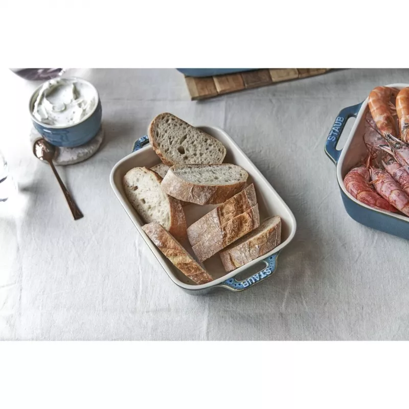 Staub 40508-172-0 Ceramiczny prostokątny zestaw do pieczenia, 3-częściowy, Antique Turquoise