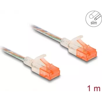 Kabel sieciowy DeLOCK RJ45 Cat.6A U/UTP cienki 1m przezroczysty